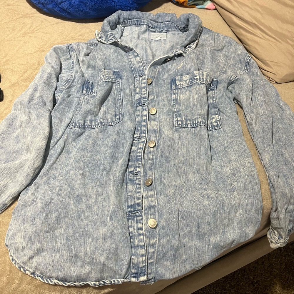 Lightweight Acid Wash Denim Button Down